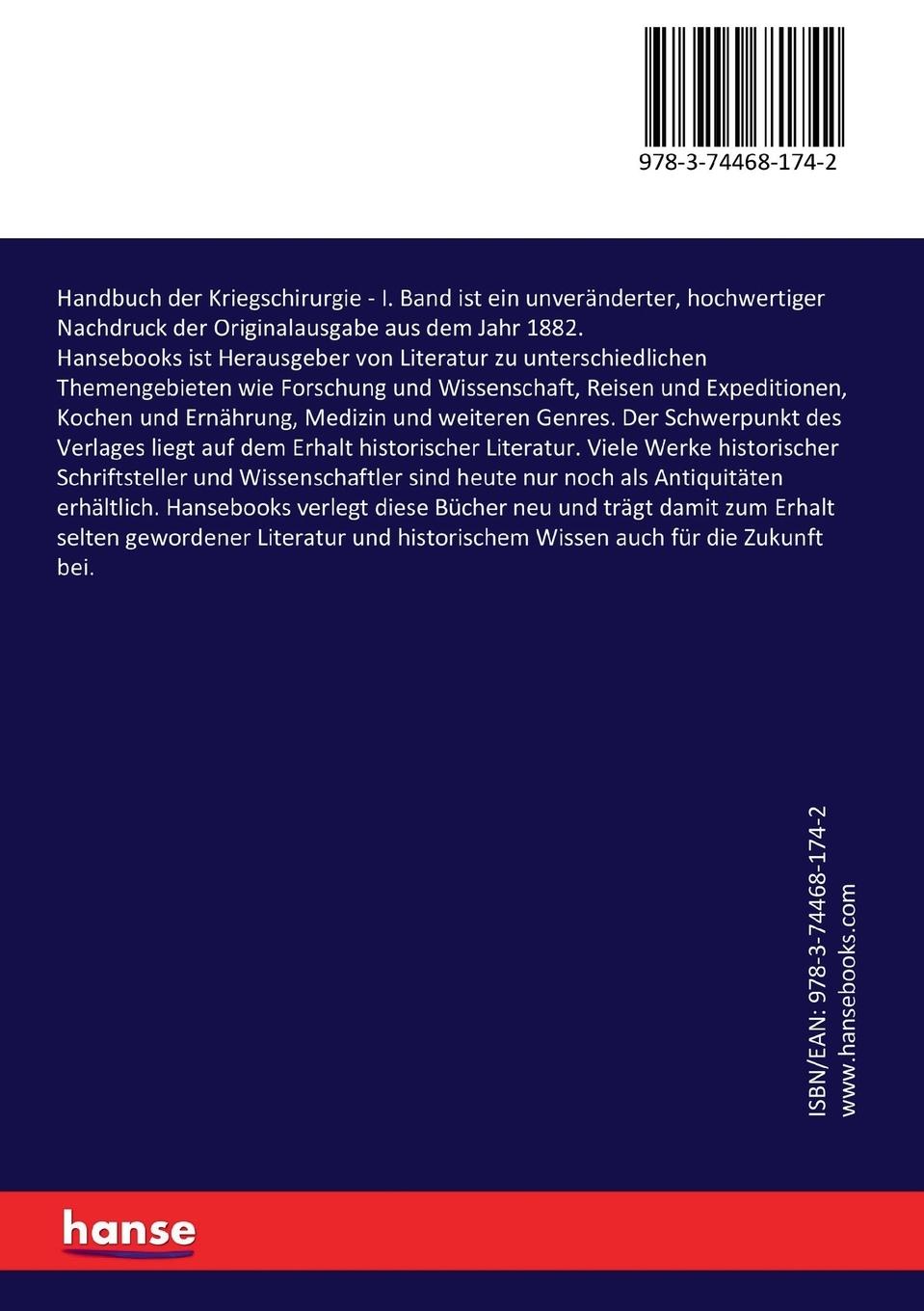 Rückseitencover Handbuch der Kriegschirurgie