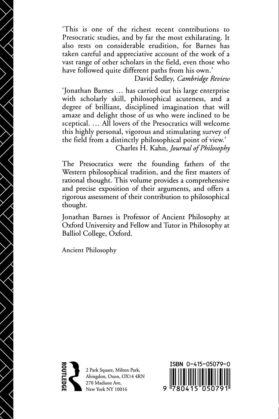 Rückseitencover The Presocratic Philosophers