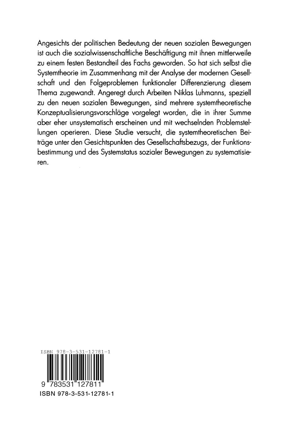 Rückseitencover Systemtheorie und neue soziale Bewegungen
