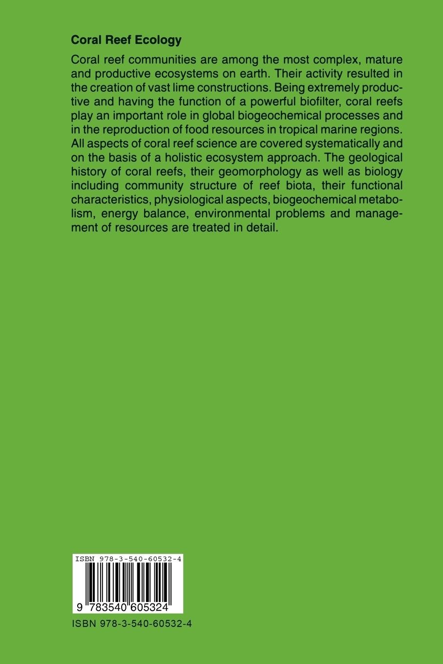 Rückseitencover Coral Reef Ecology