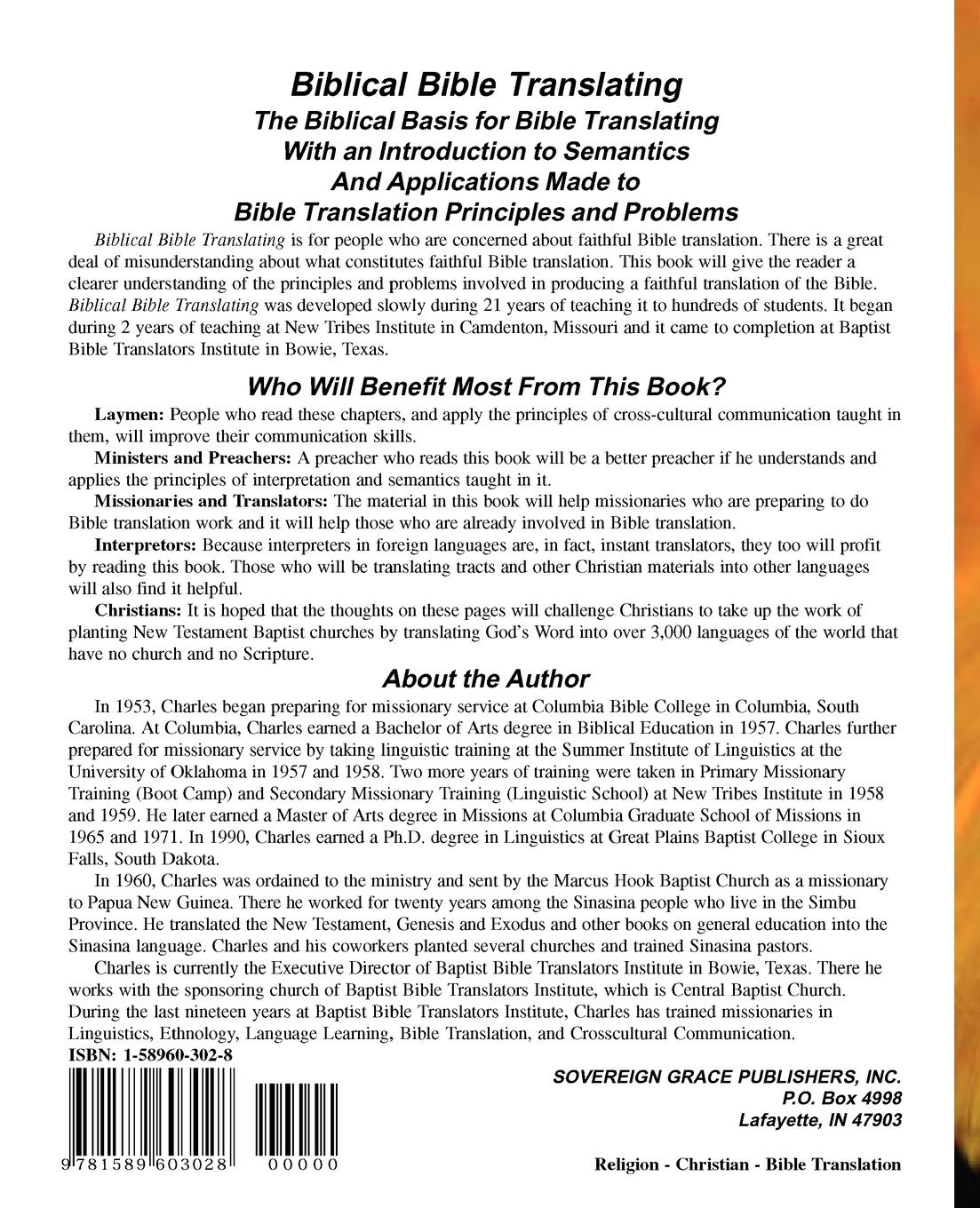 Rückseitencover Biblical Bible Translating