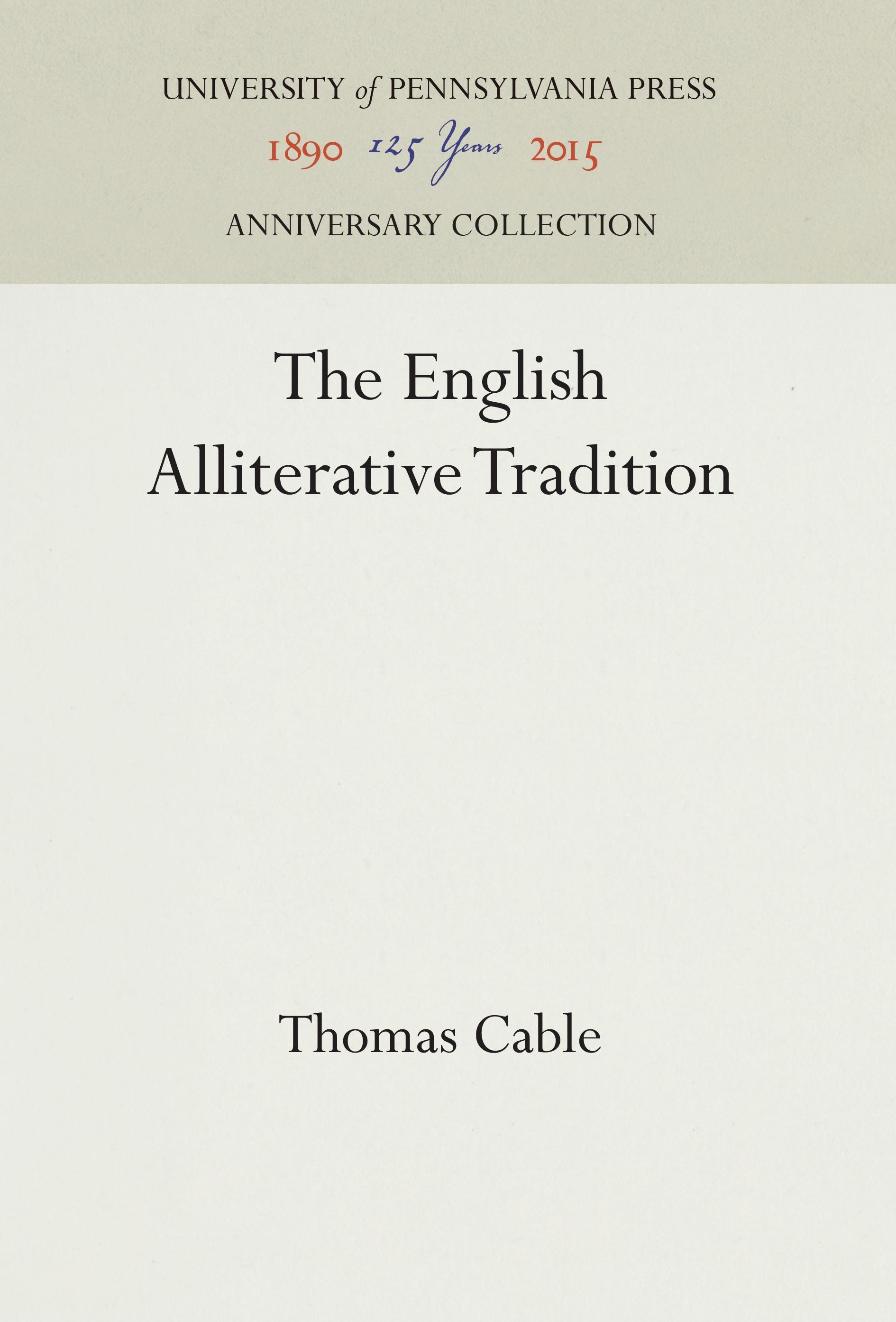 Vorderes Coverbild The English Alliterative Tradition