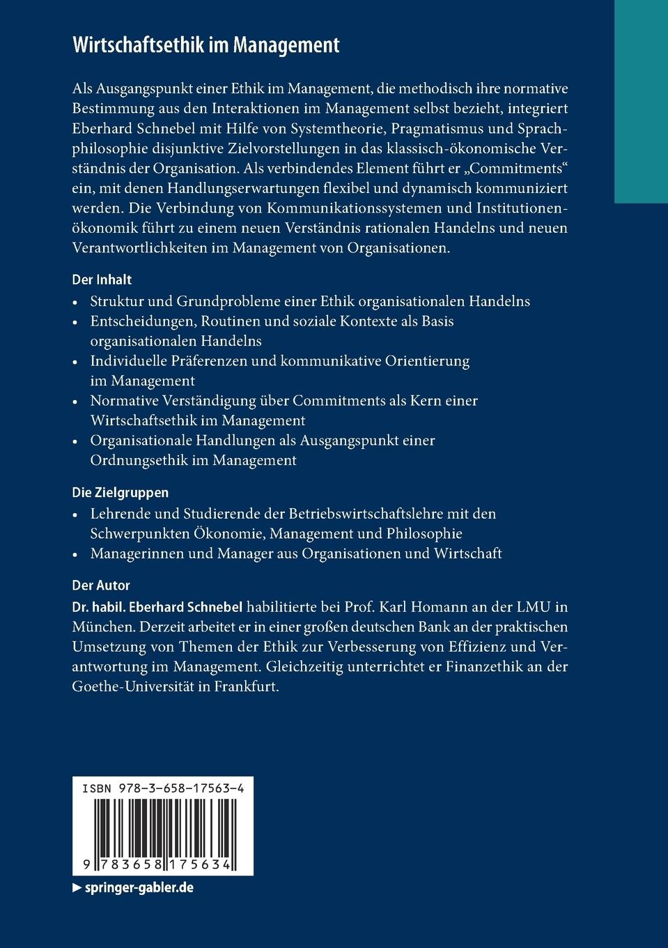 Rückseitencover Wirtschaftsethik im Management