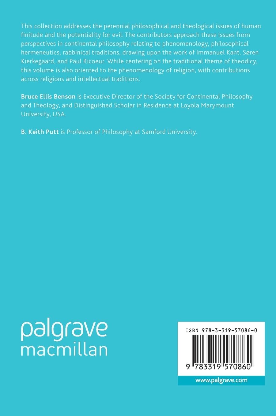 Rückseitencover Evil, Fallenness, and Finitude