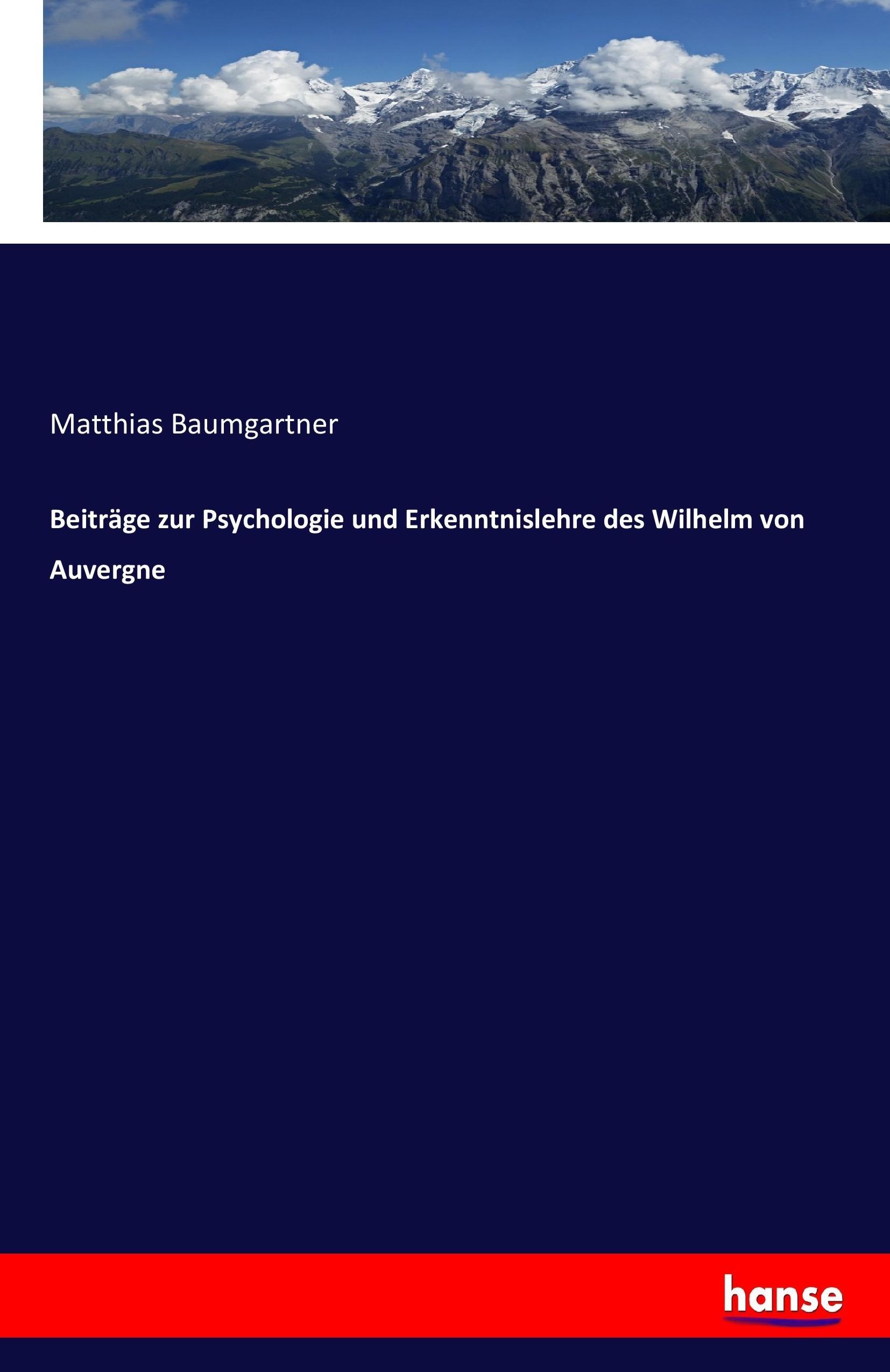 Vorderes Coverbild Beiträge zur Psychologie und Erkenntnislehre des Wilhelm von Auvergne