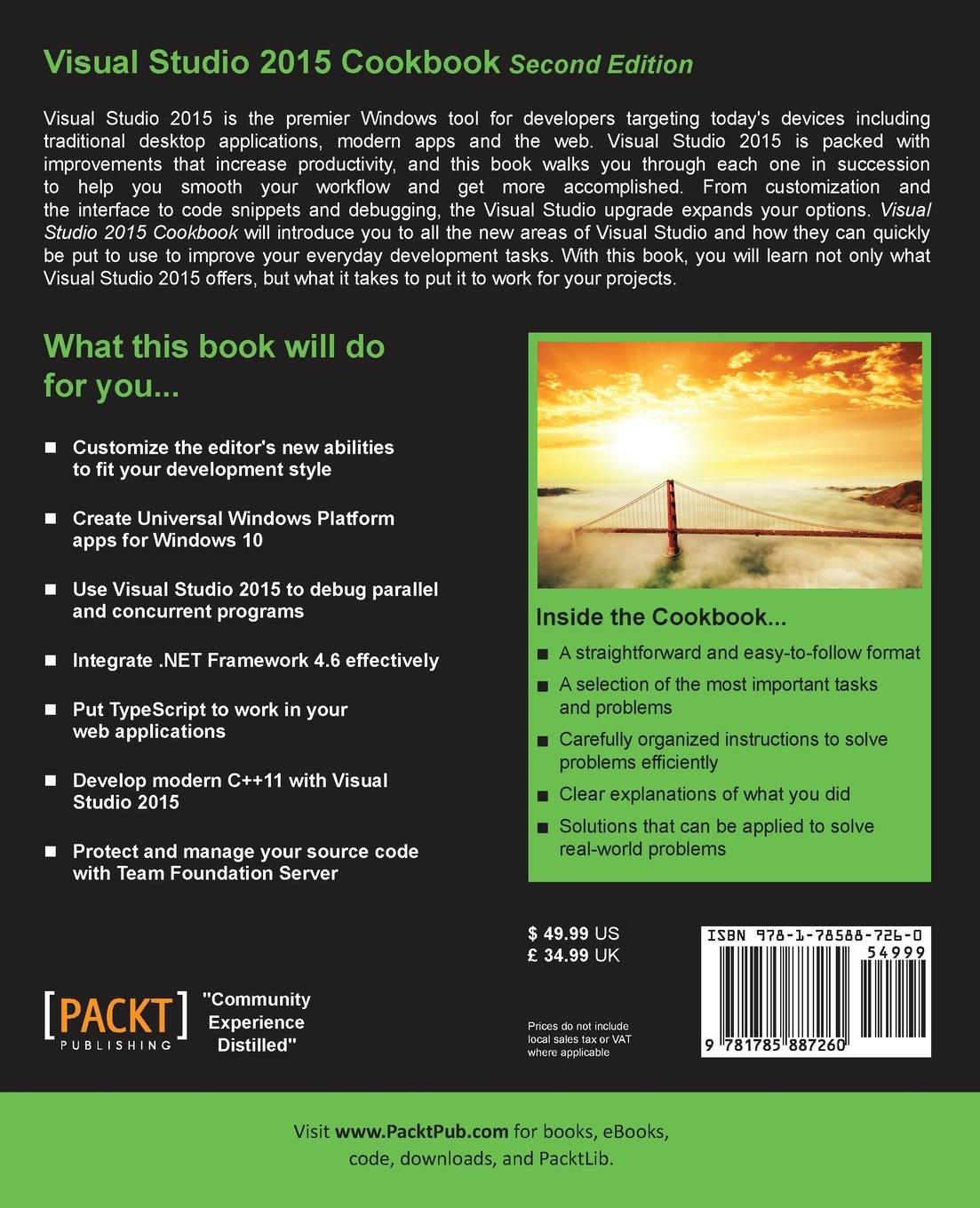 Rückseitencover Visual Studio 2015 Cookbook