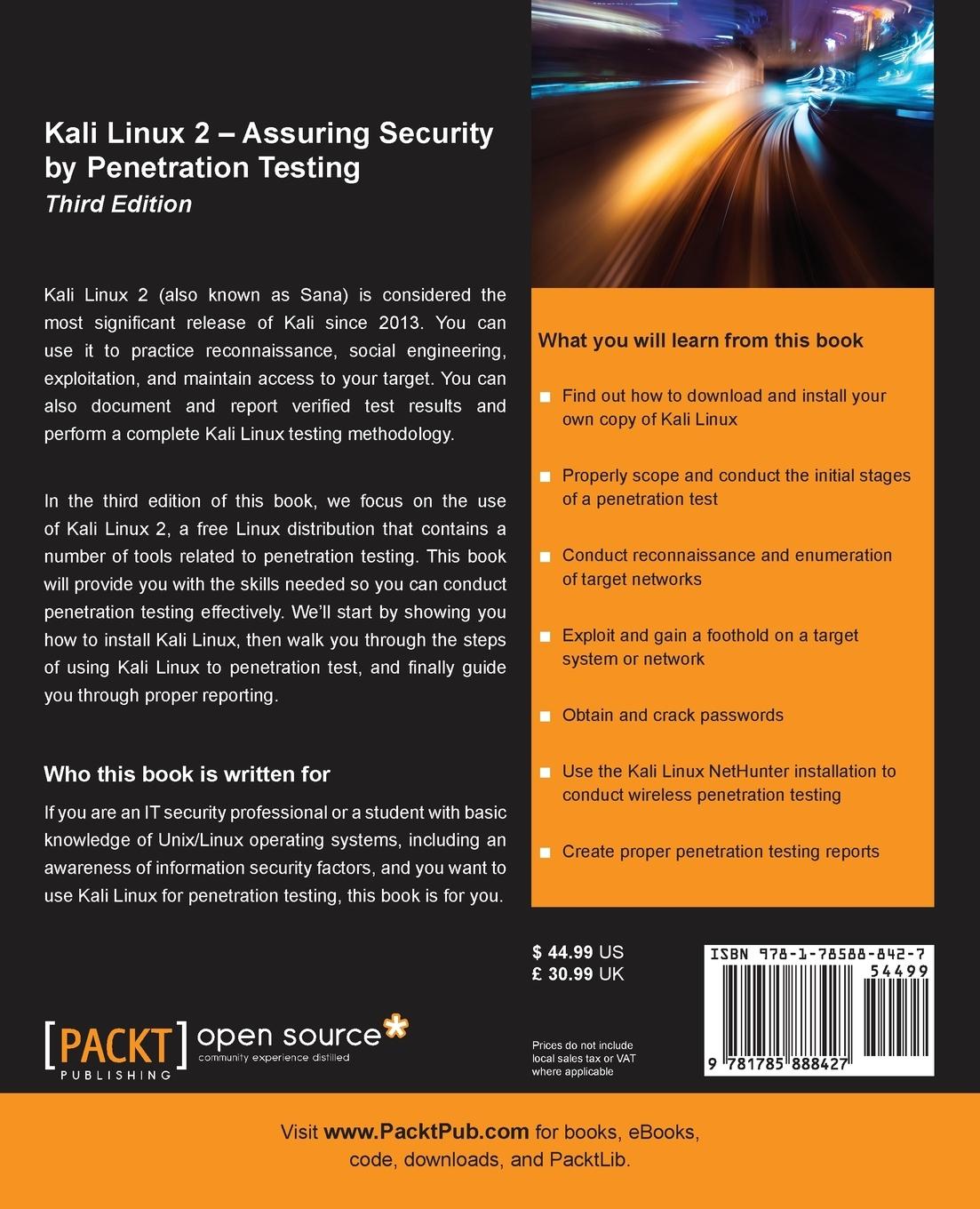Rückseitencover Kali Linux 2 - Assuring Security by Penetration Testing, Third Edition