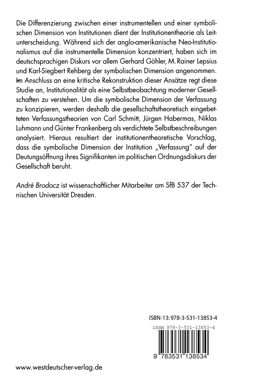 Rückseitencover Die symbolische Dimension der Verfassung