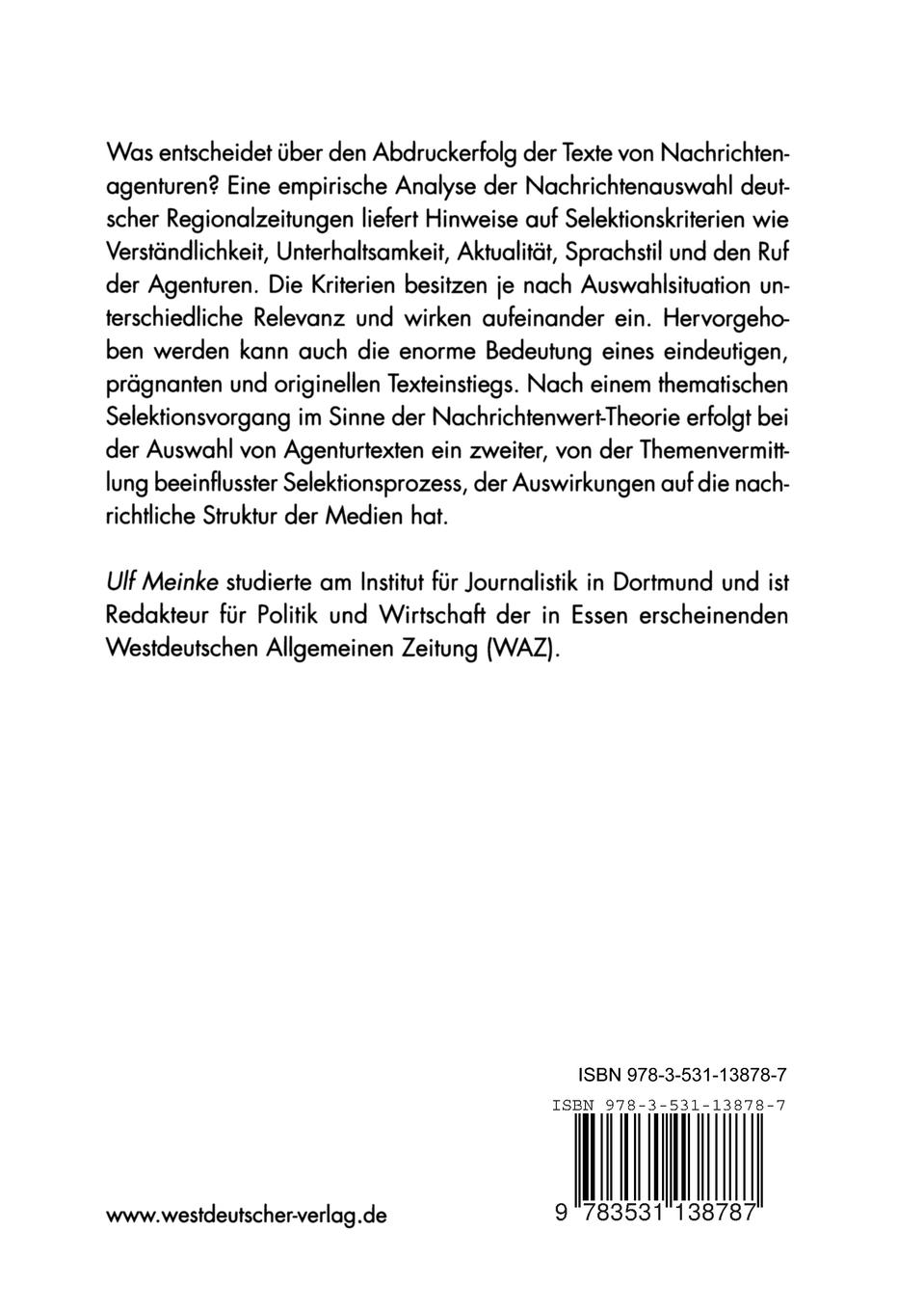 Rückseitencover Die Nachricht nach Maß