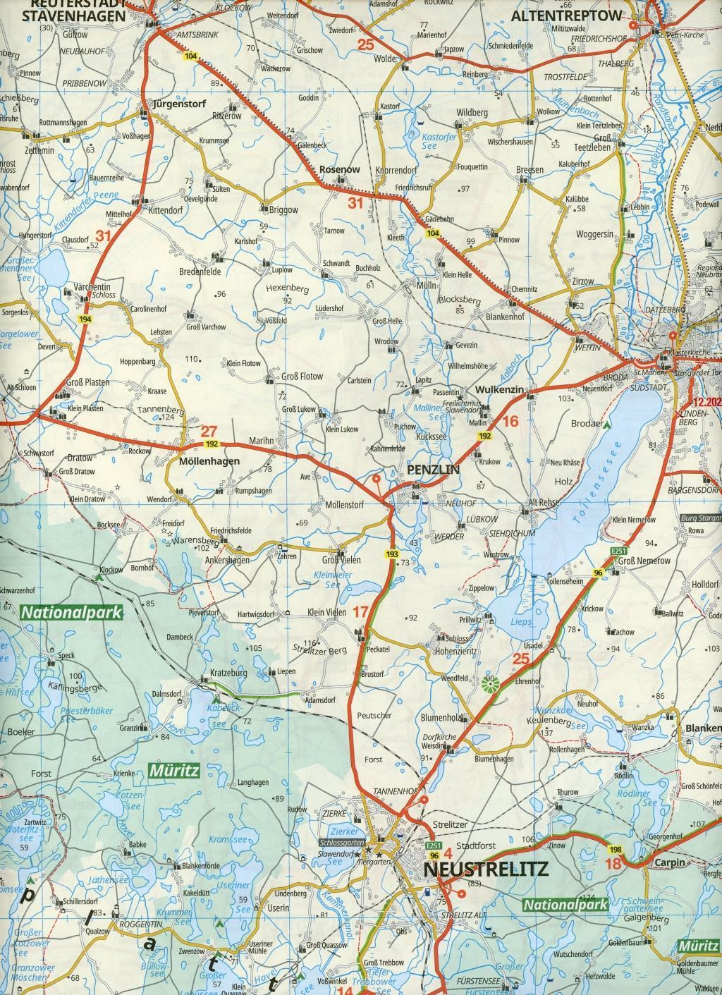 Beispielinhalt (Bild) ADAC Regionalkarte Deutschland Blatt 3 Rostock, Rügen, Stettin 1:150 000