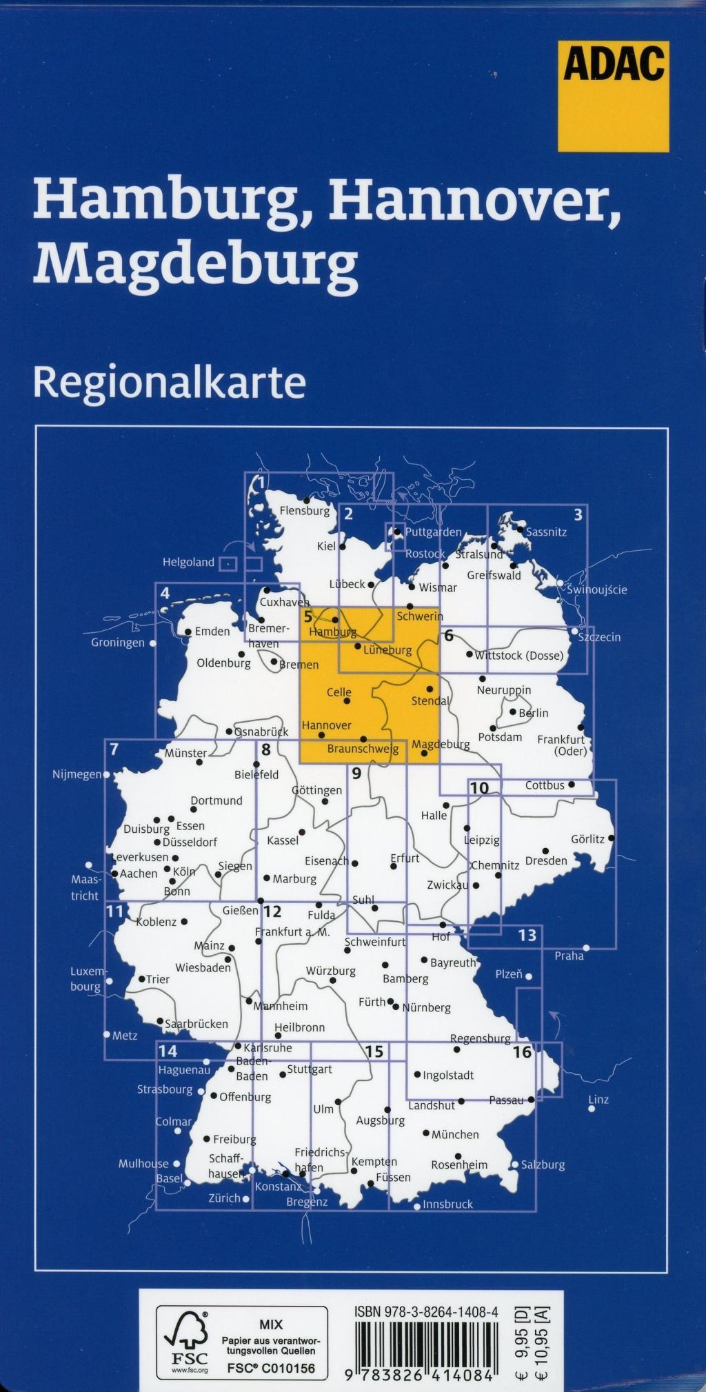 Beispielinhalt (Bild) ADAC Regionalkarte Blatt 5 Hamburg, Hannover, Magdeburg 1:150 000