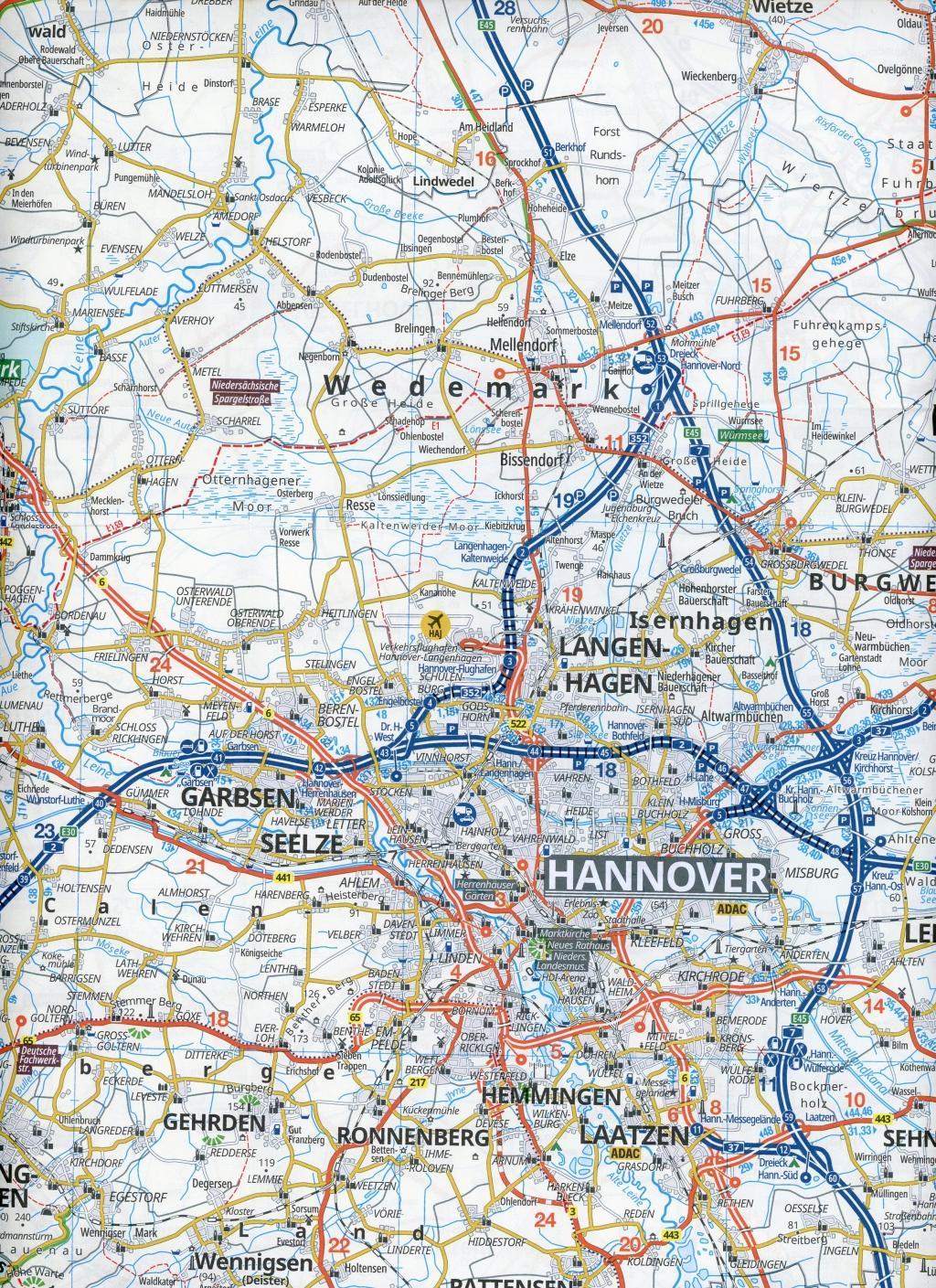 Beispielinhalt (Bild) ADAC Regionalkarte Blatt 5 Hamburg, Hannover, Magdeburg 1:150 000