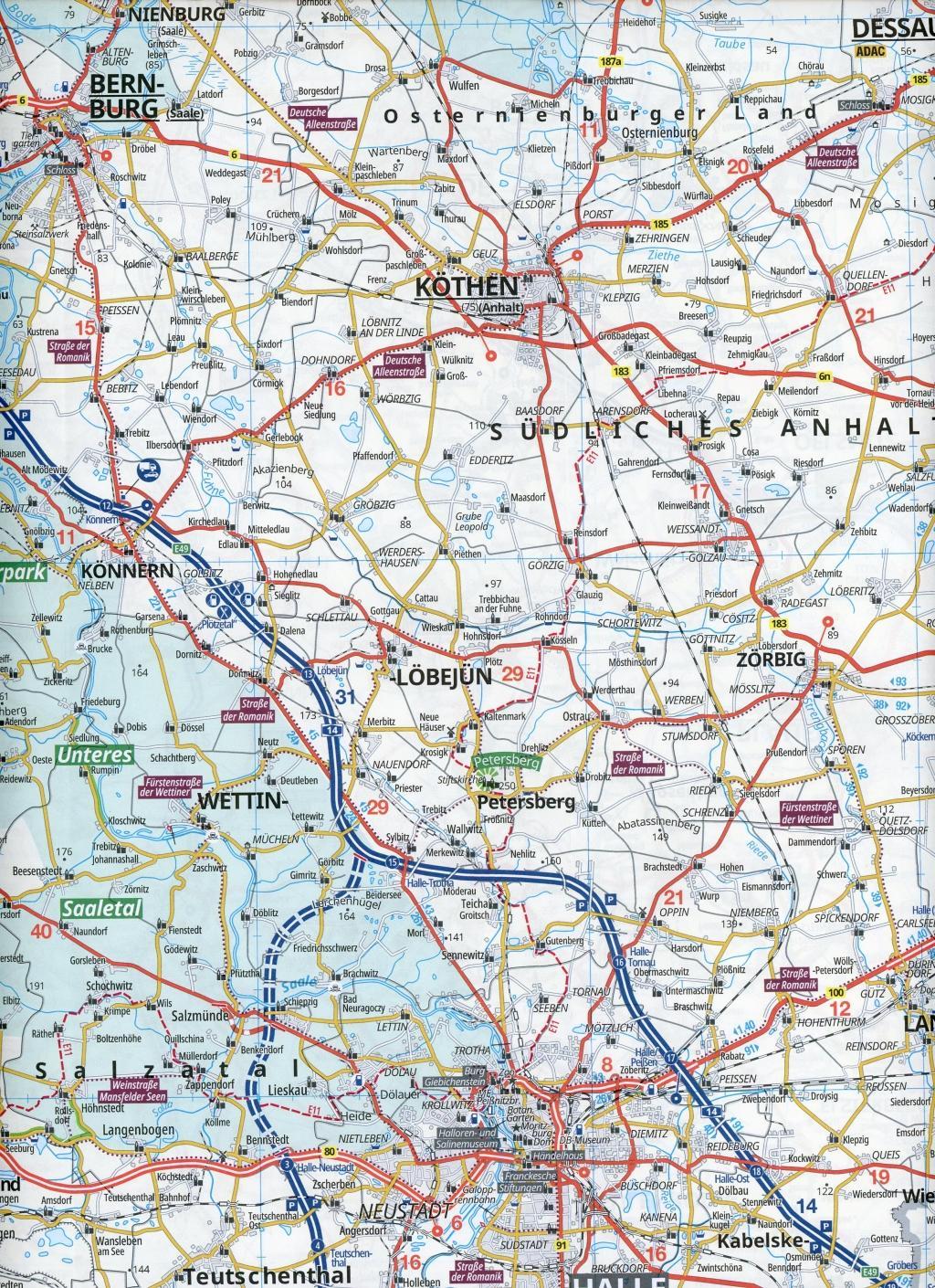 Beispielinhalt (Bild) ADAC Regionalkarte Blatt 9 Leipzig, Erfurt, Halle 1:150 000