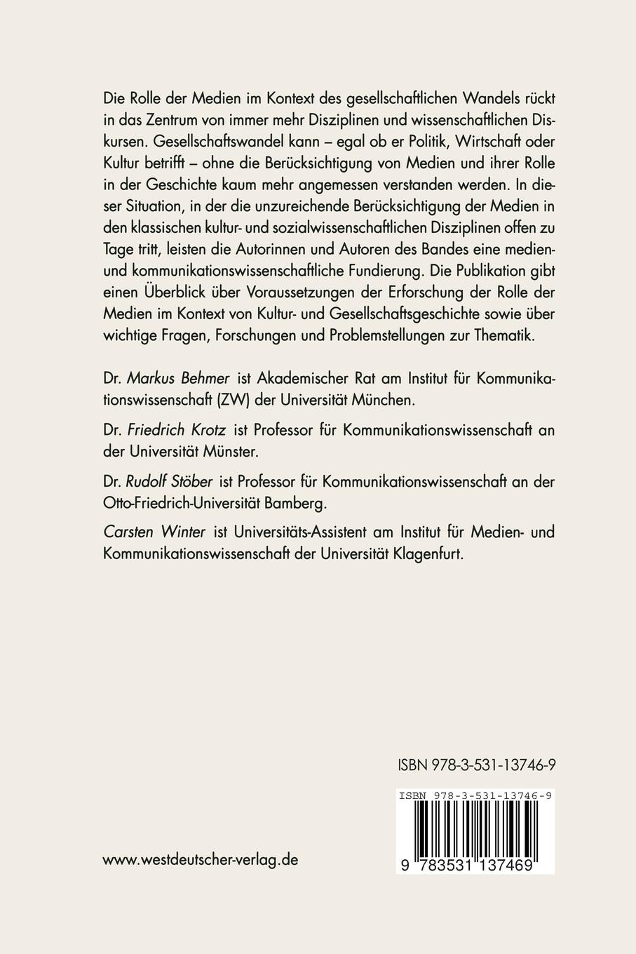 Rückseitencover Medienentwicklung und gesellschaftlicher Wandel