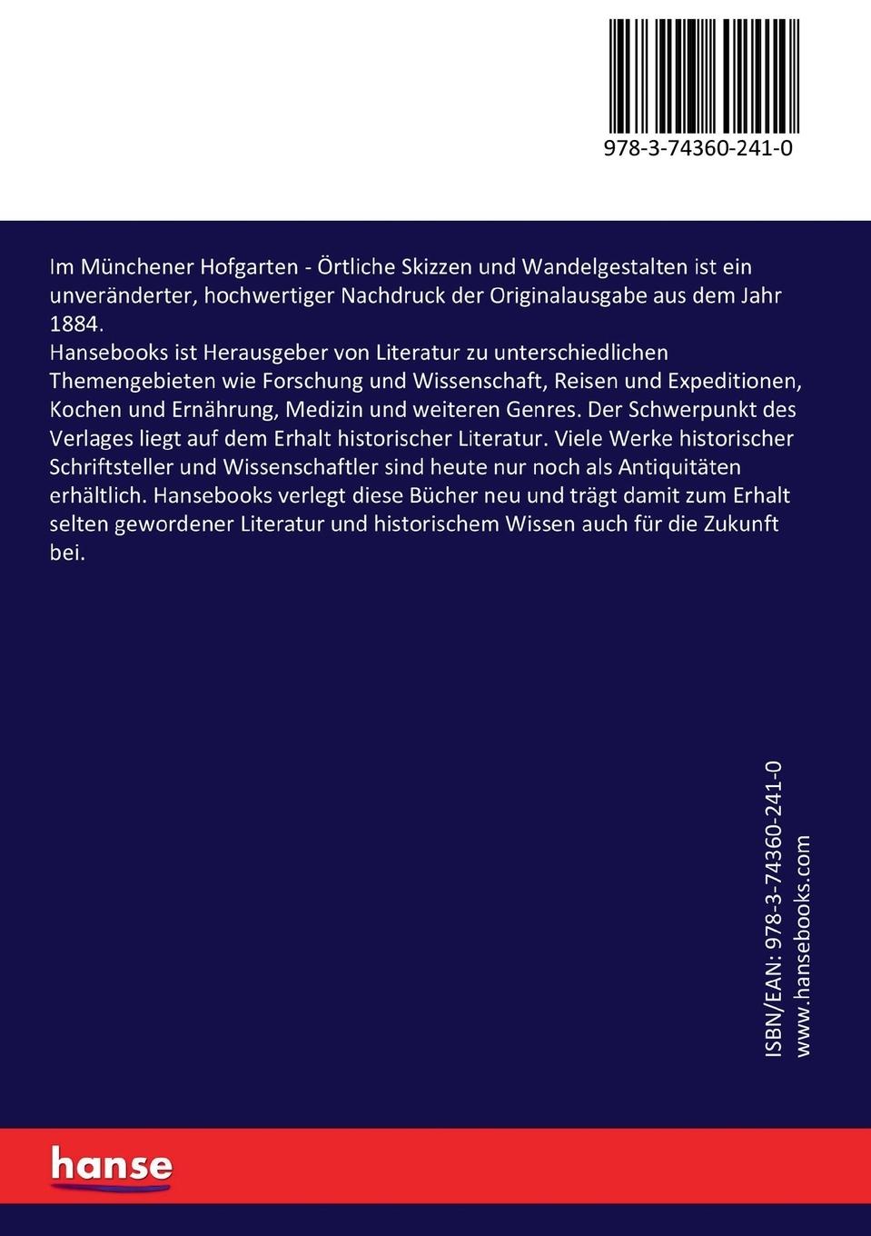 Rückseitencover Im Münchener Hofgarten