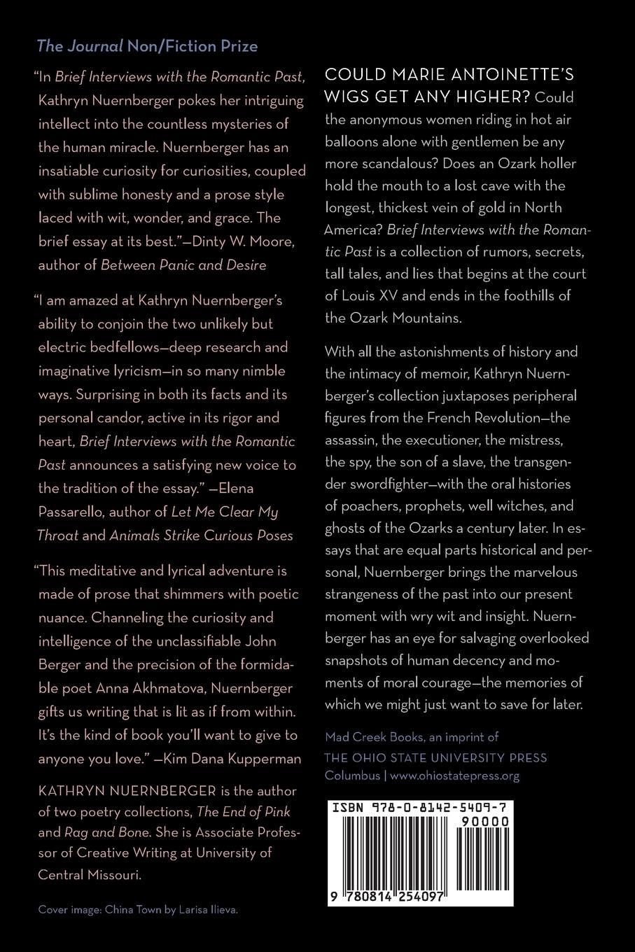 Rückseitencover Brief Interviews with the Romantic Past