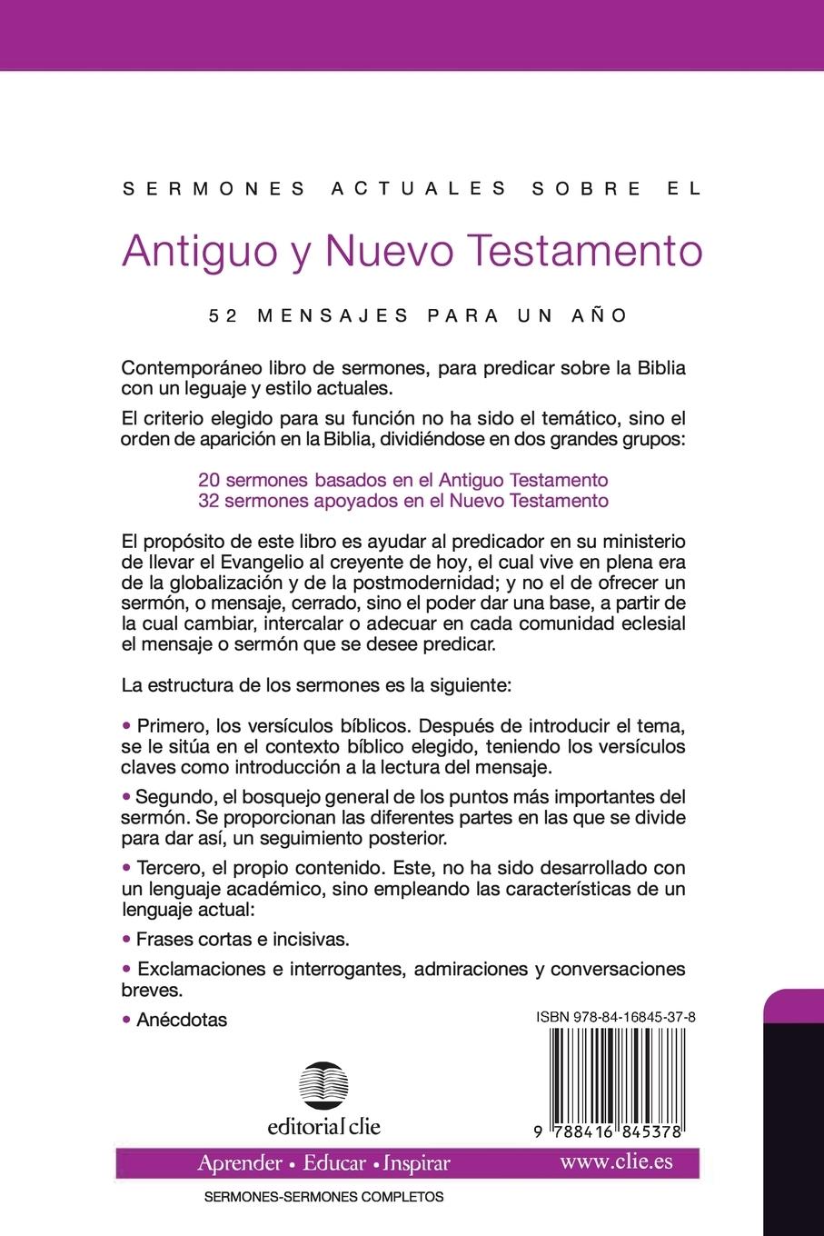 Rückseitencover Sermones actuales sobre el Antiguo y el Nuevo Testamento