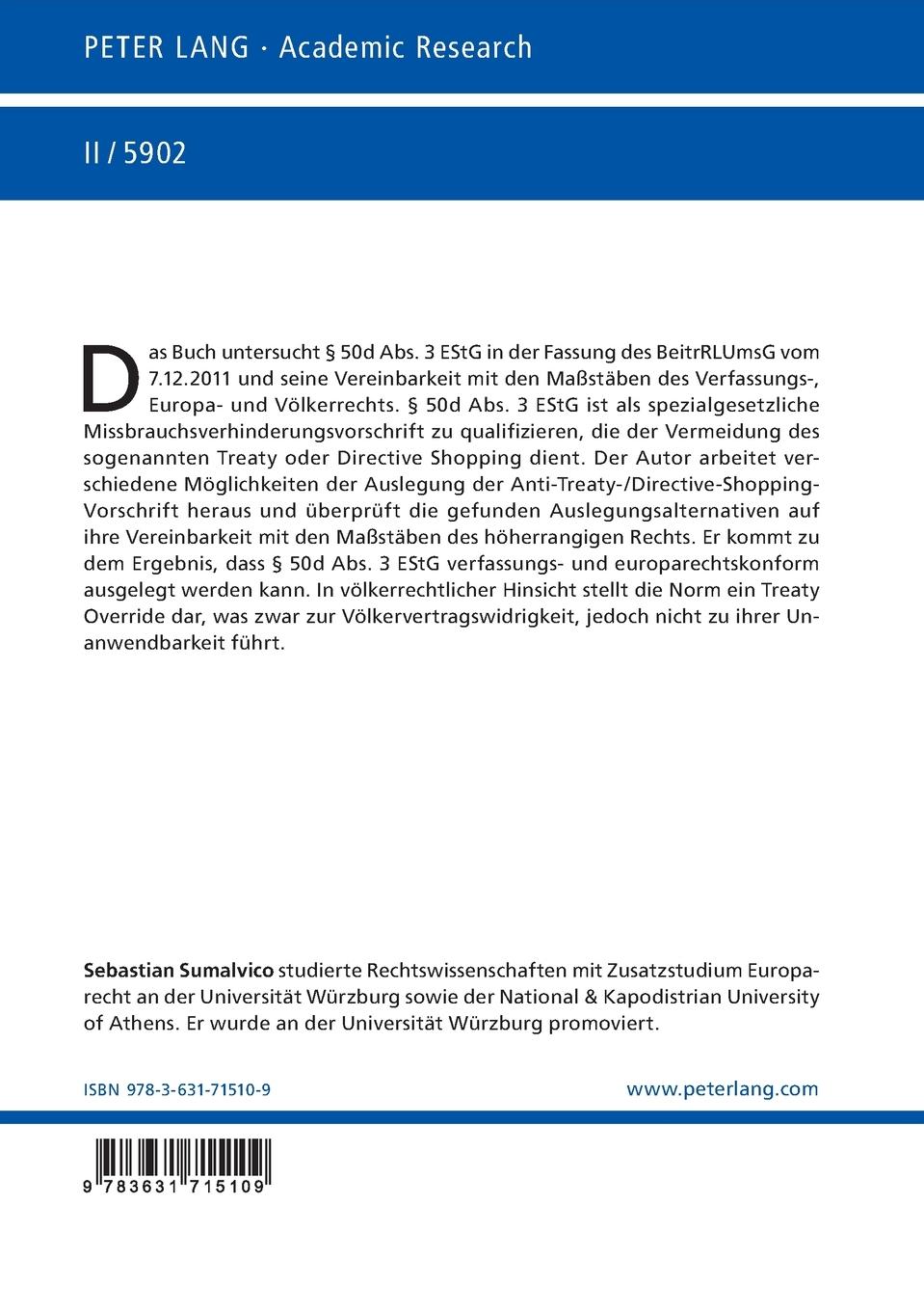 Rückseitencover § 50d Abs. 3 EStG nach dem BeitrRLUmsG