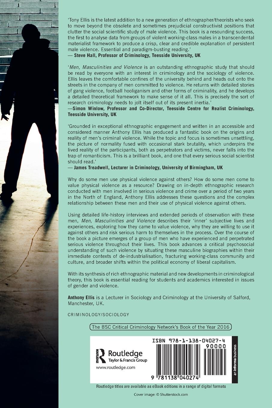 Rückseitencover Men, Masculinities and Violence