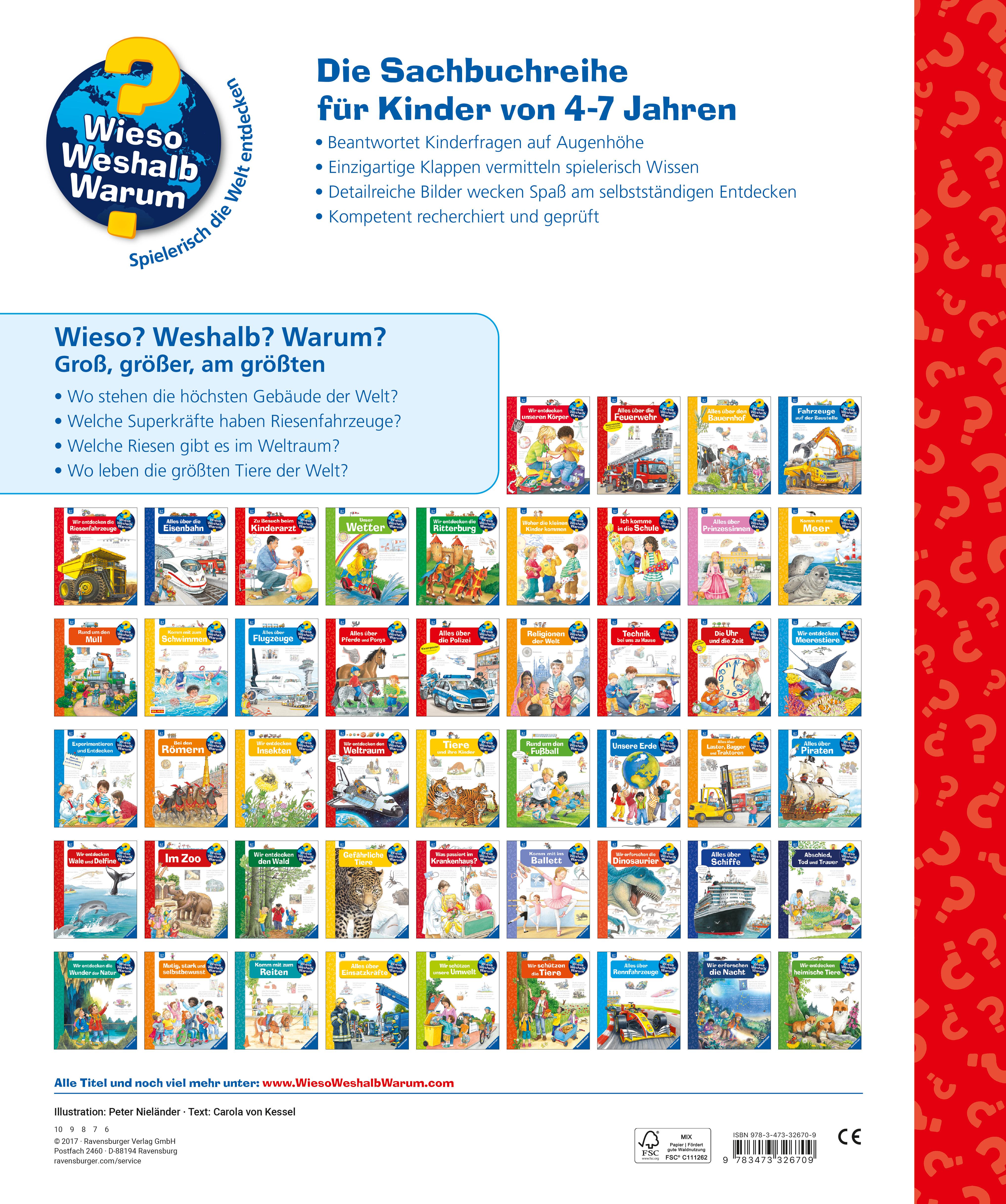 Rückseitencover Wieso? Weshalb? Warum? Groß, größer, am größten (Riesenbuch)