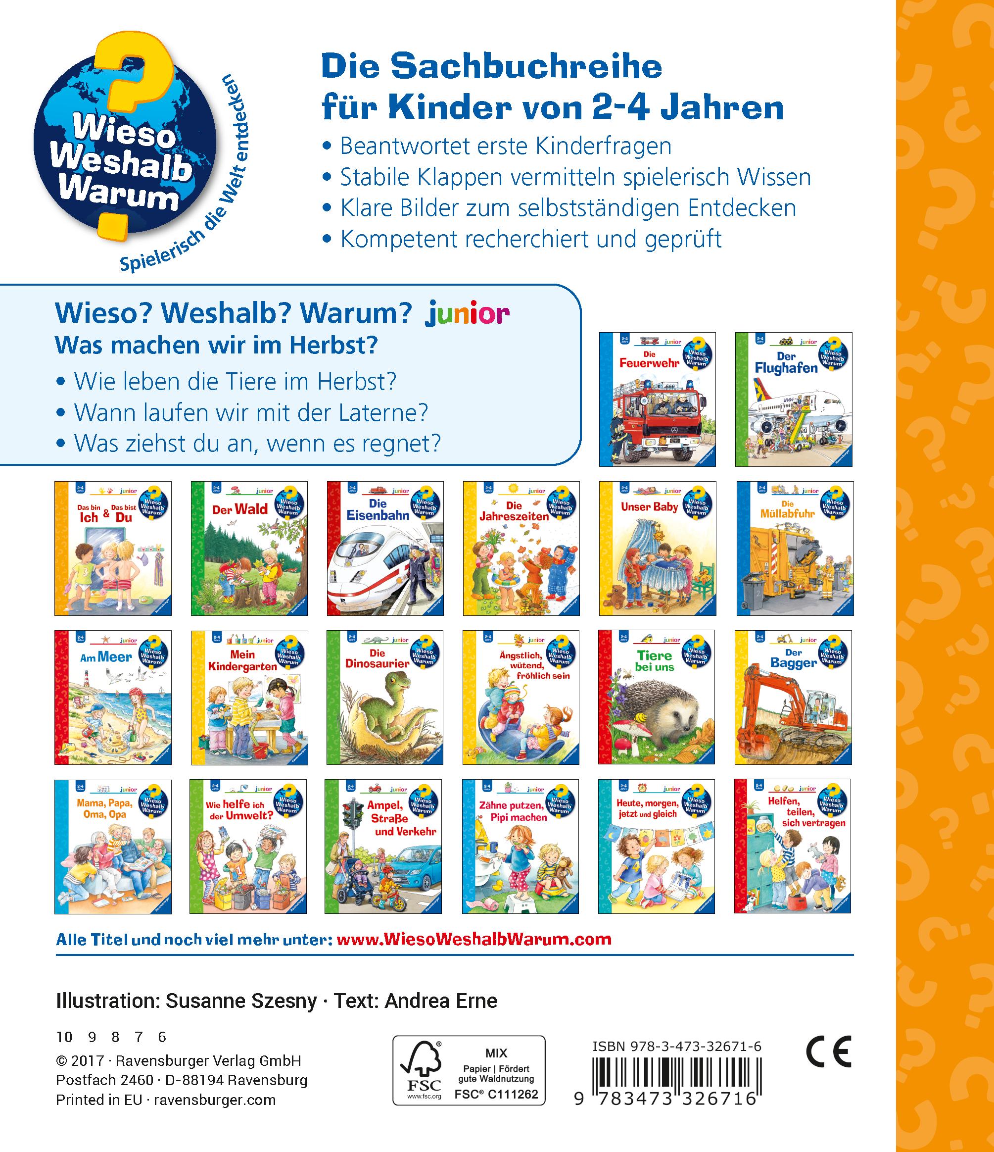 Rückseitencover Wieso? Weshalb? Warum? junior, Band 61: Was machen wir im Herbst?