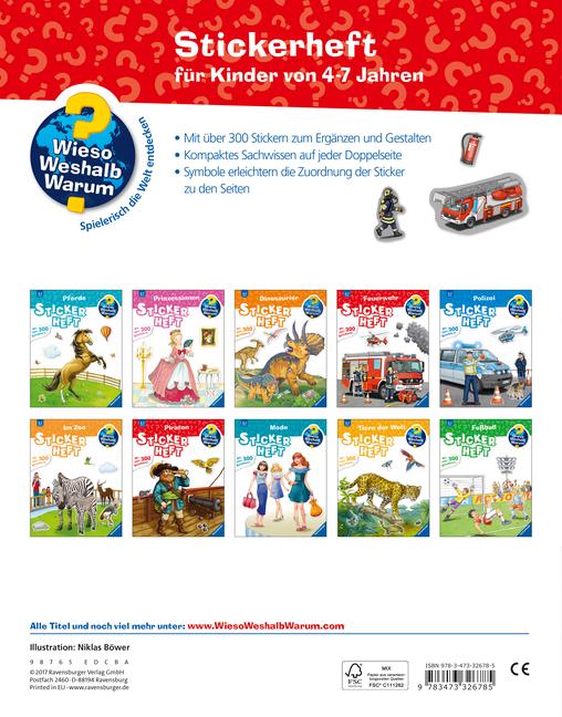 Beispielinhalt (Bild) Wieso? Weshalb? Warum? Stickerheft: Feuerwehr