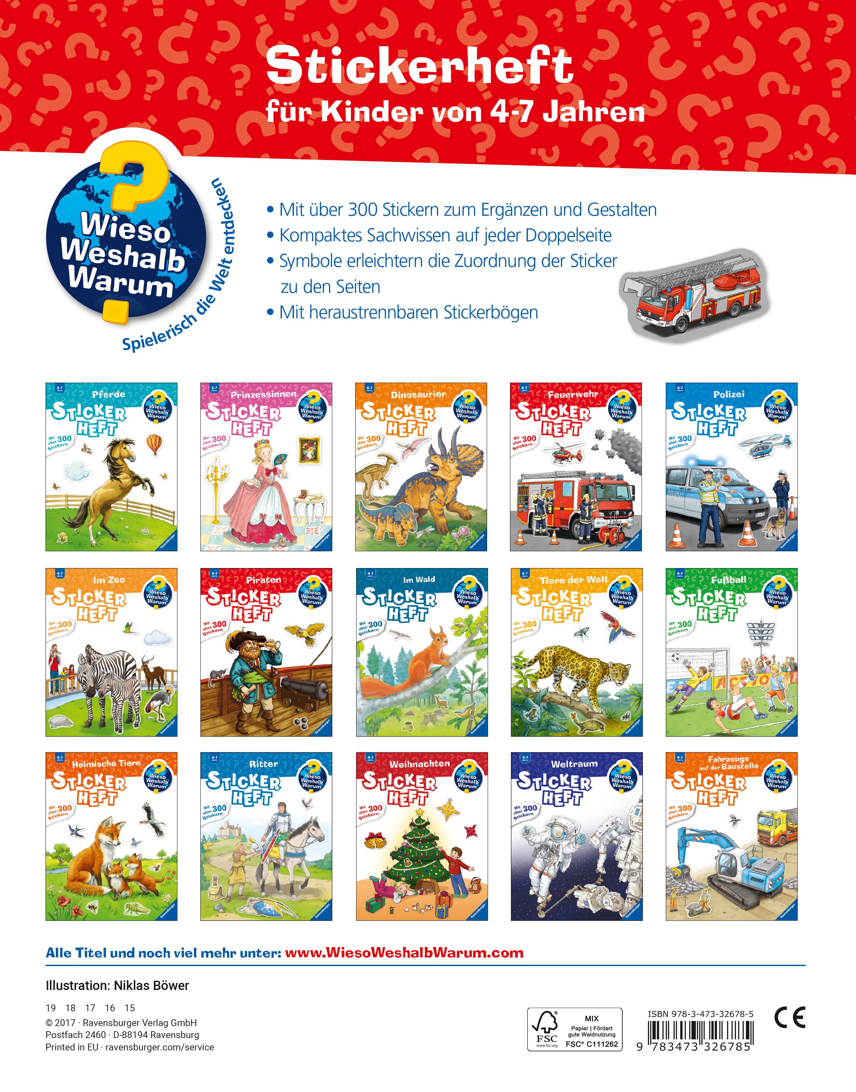 Rückseitencover Wieso? Weshalb? Warum? Stickerheft: Feuerwehr