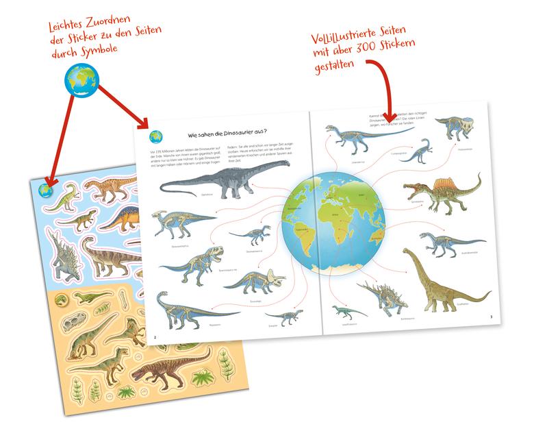 Beispielinhalt (Bild) Dinosaurier Stickerheft