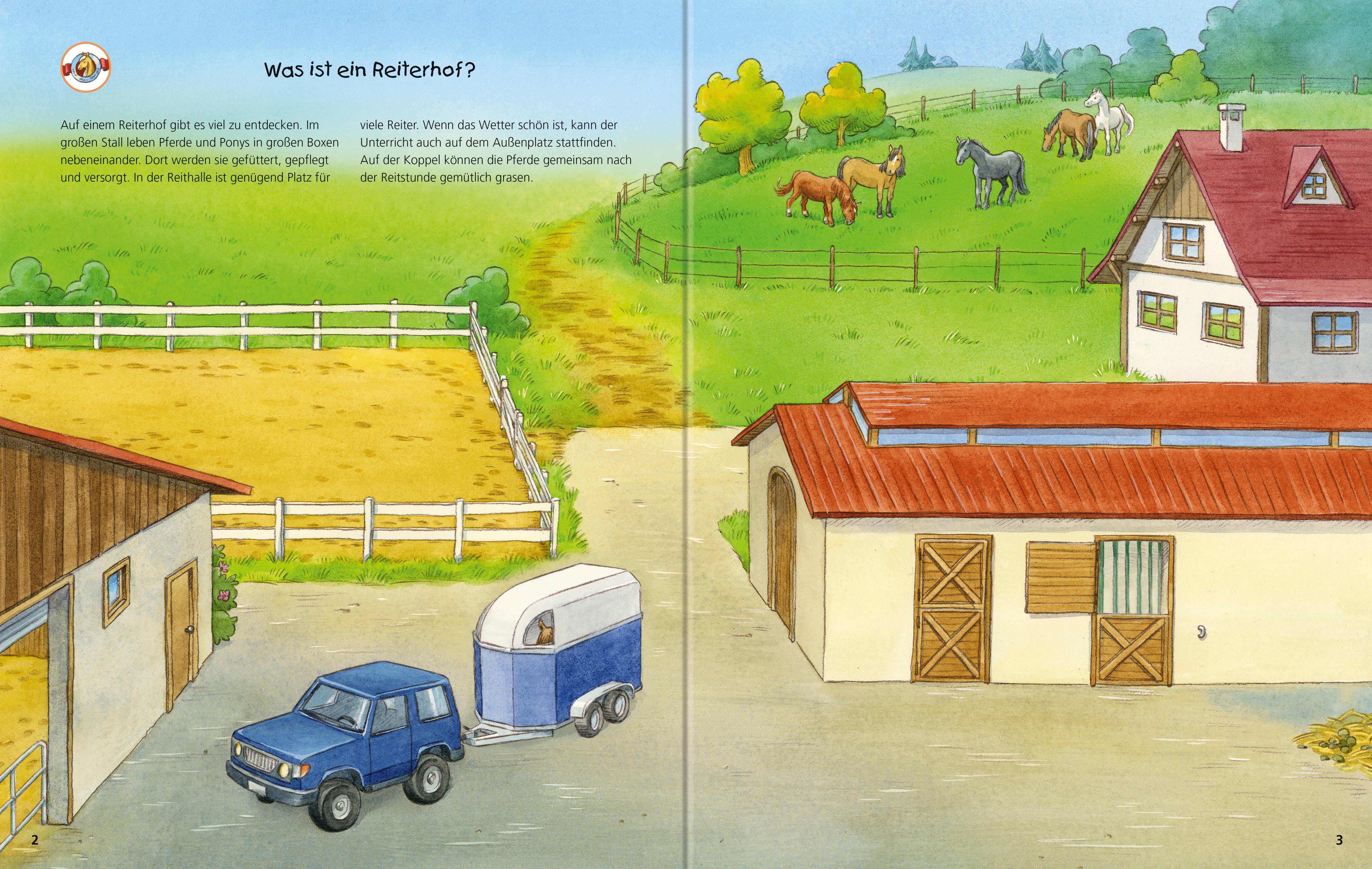 Beispielinhalt (Bild) Wieso? Weshalb? Warum? Stickerheft:  Pferde