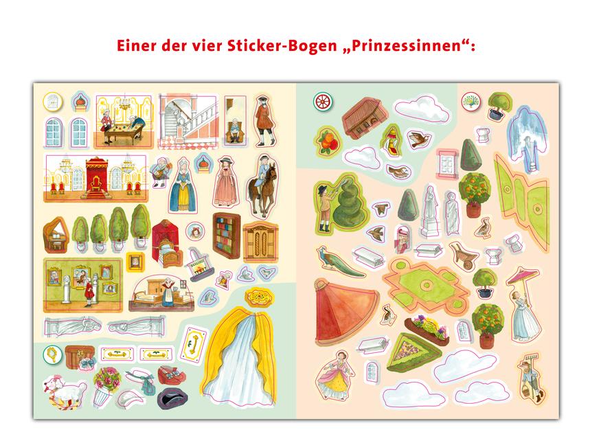 Beispielinhalt (Bild) Wieso? Weshalb? Warum? Stickerheft:  Prinzessinnen