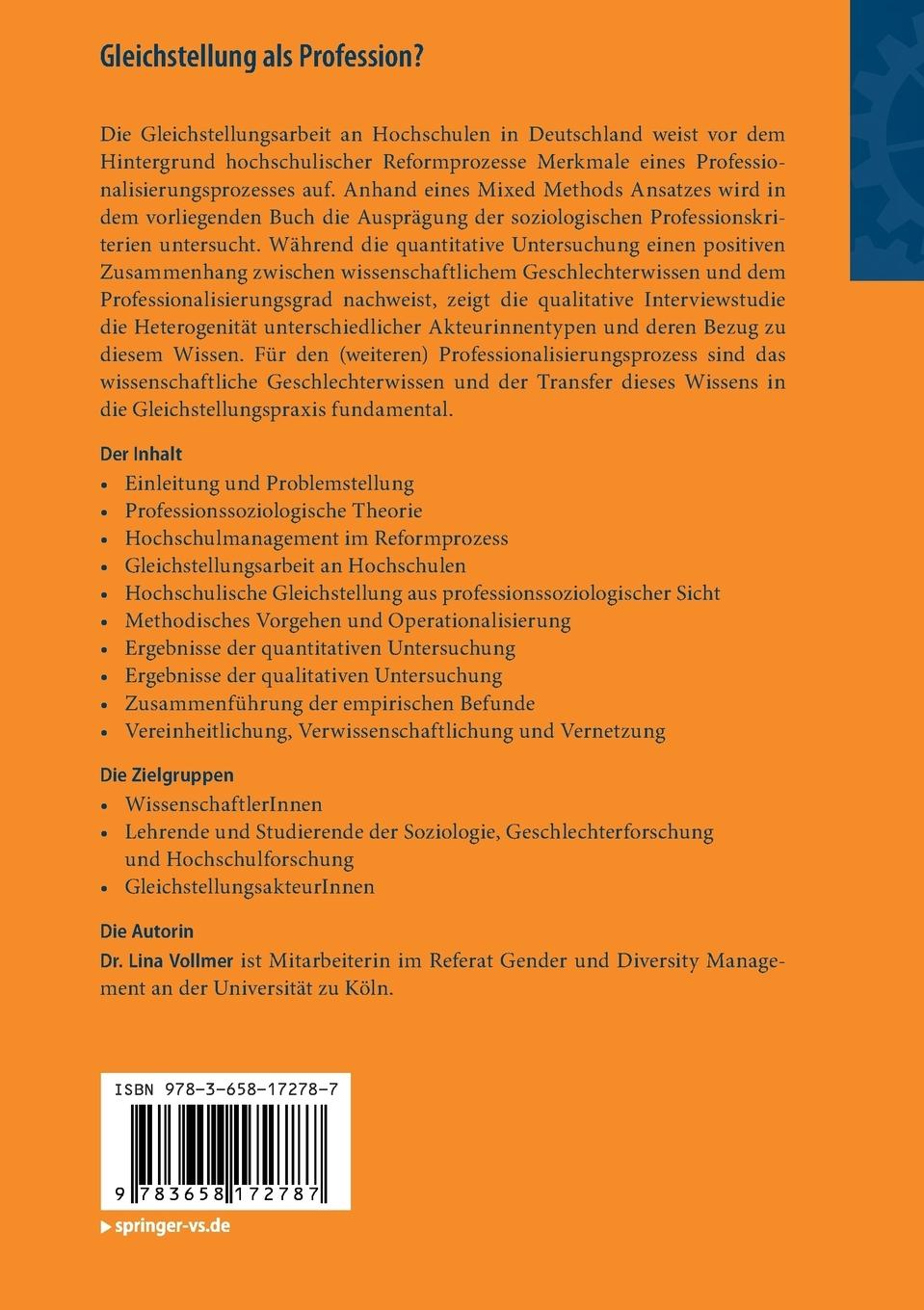 Rückseitencover Gleichstellung als Profession?