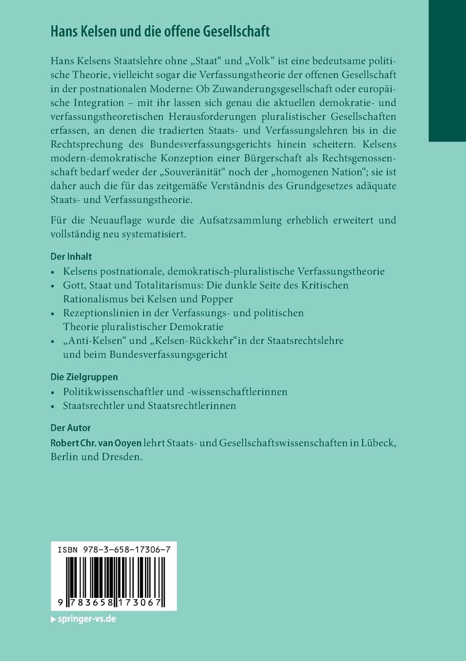 Rückseitencover Hans Kelsen und die offene Gesellschaft