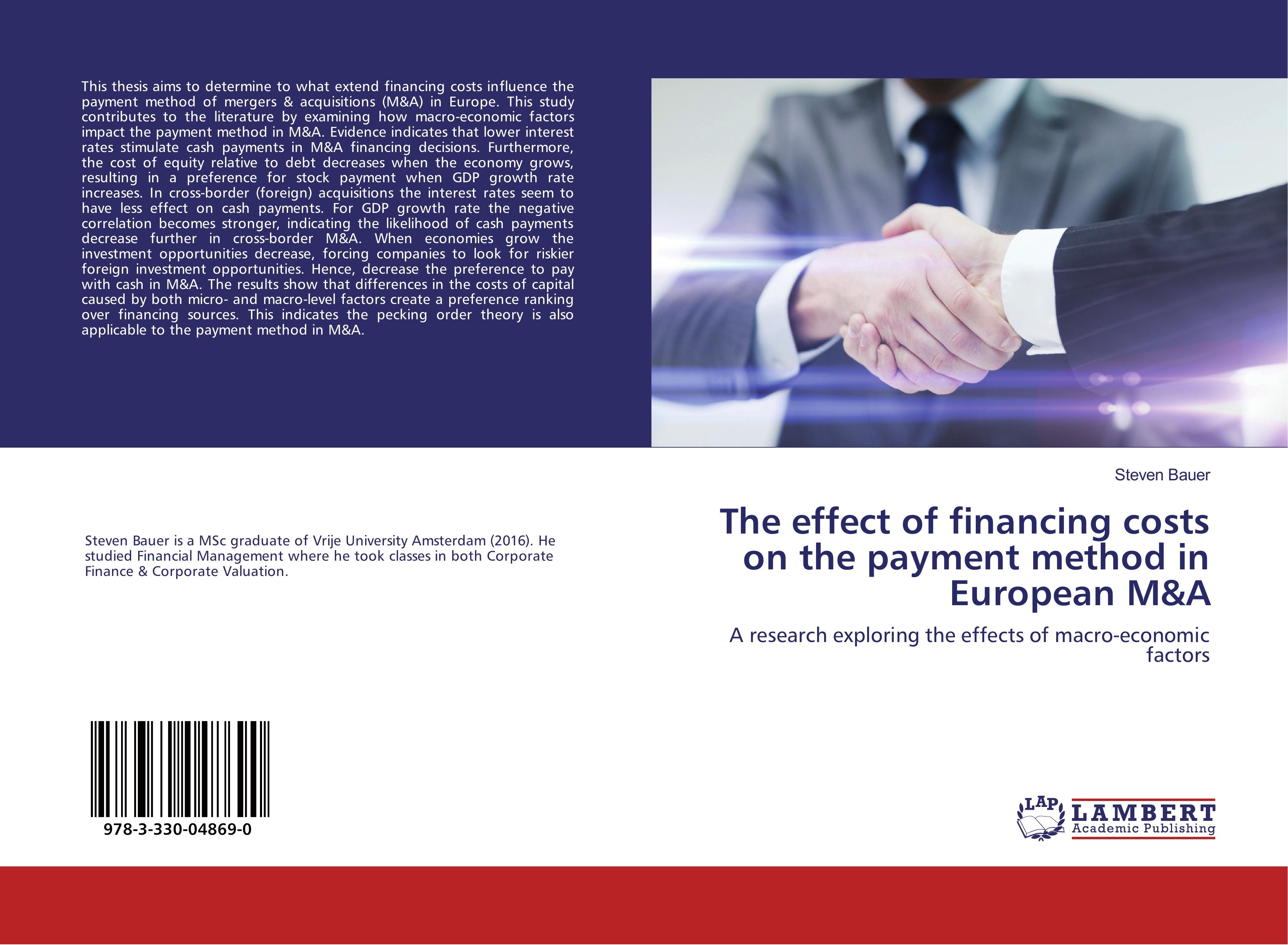 Vorderes Coverbild The effect of financing costs on the payment method in European M&A