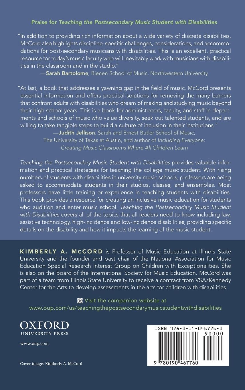 Rückseitencover Teaching the Postsecondary Music Student with Disabilities