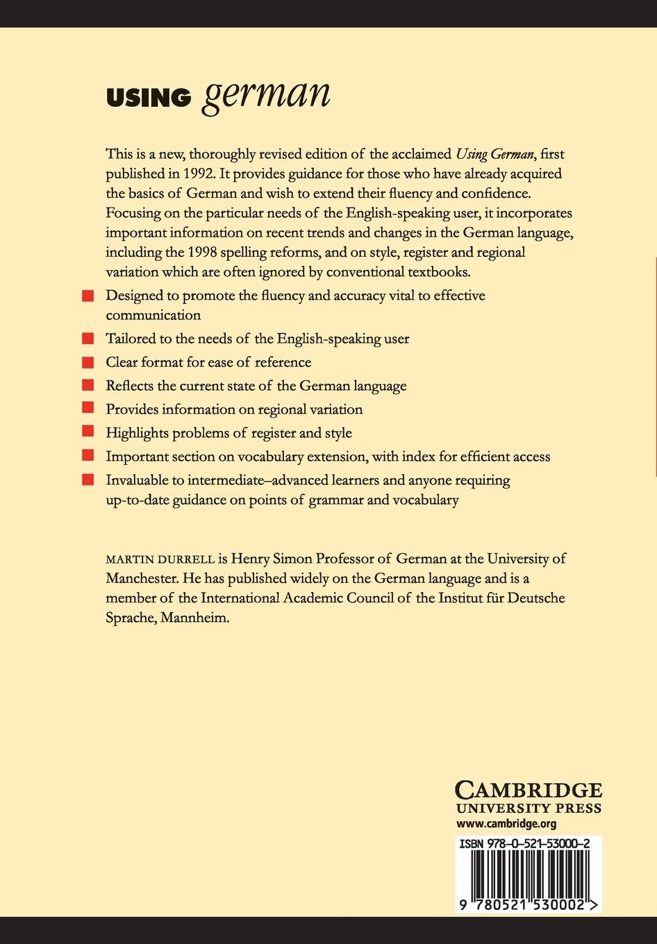 Rückseitencover Using German