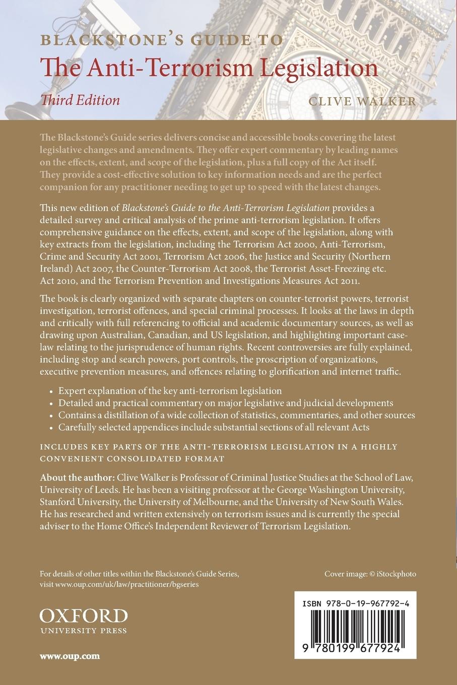 Rückseitencover Blackstone's Guide to the Anti-Terrorism Legislation