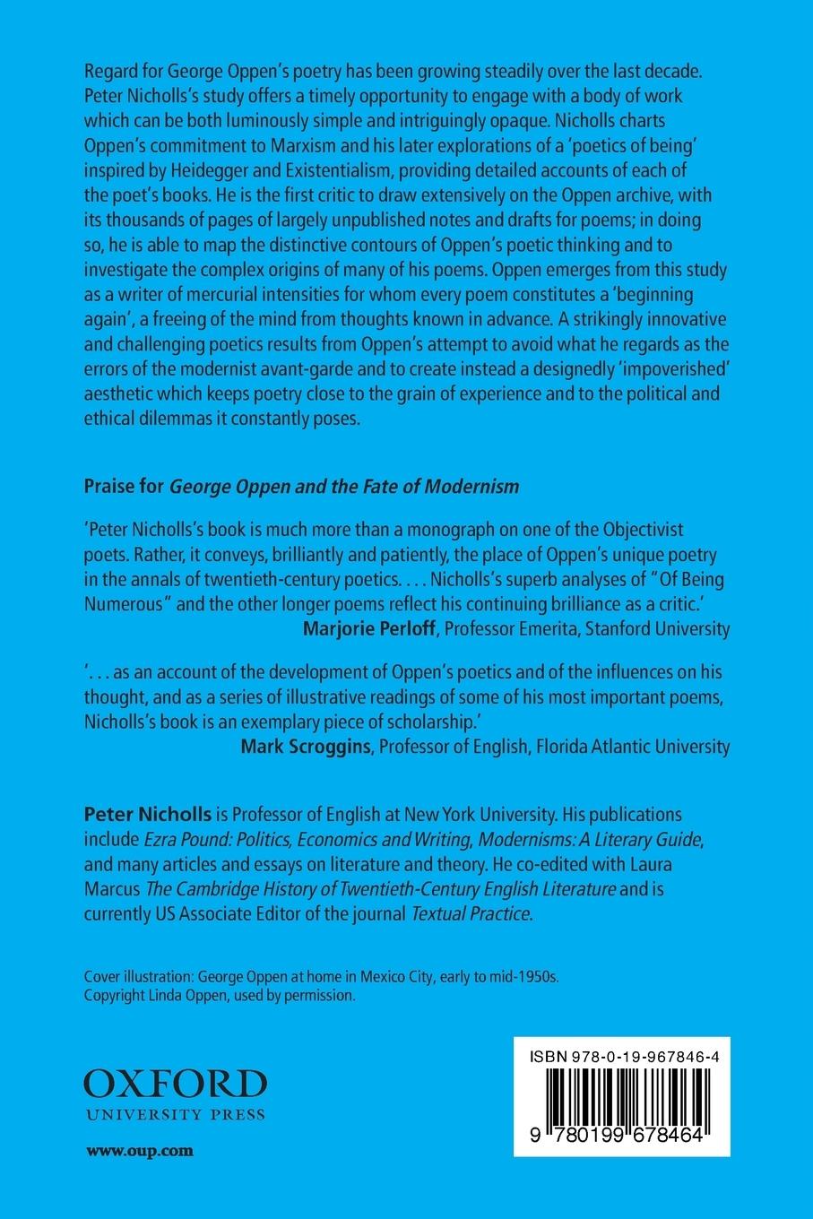 Rückseitencover George Oppen and the Fate of Modernism