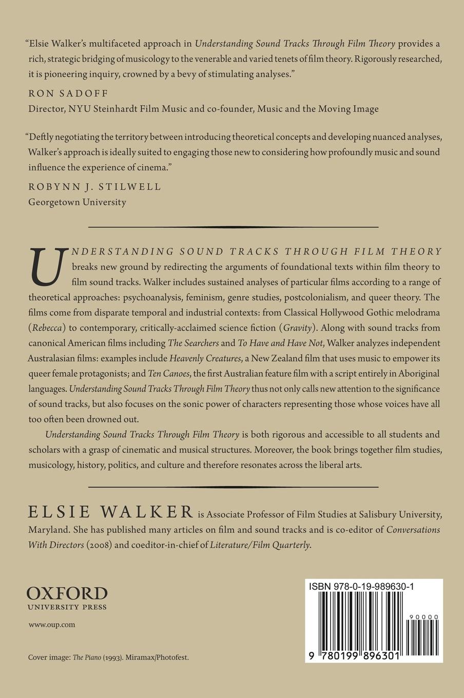 Rückseitencover Understanding Sound Tracks Through Film Theory