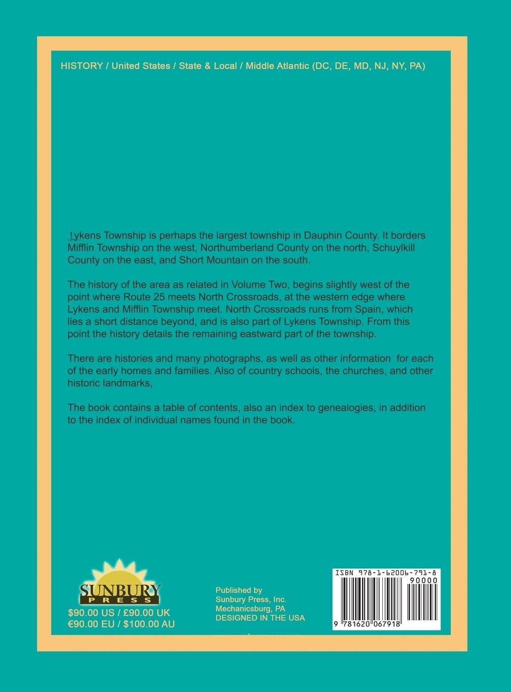 Rückseitencover History of Lykens Township Volume 2