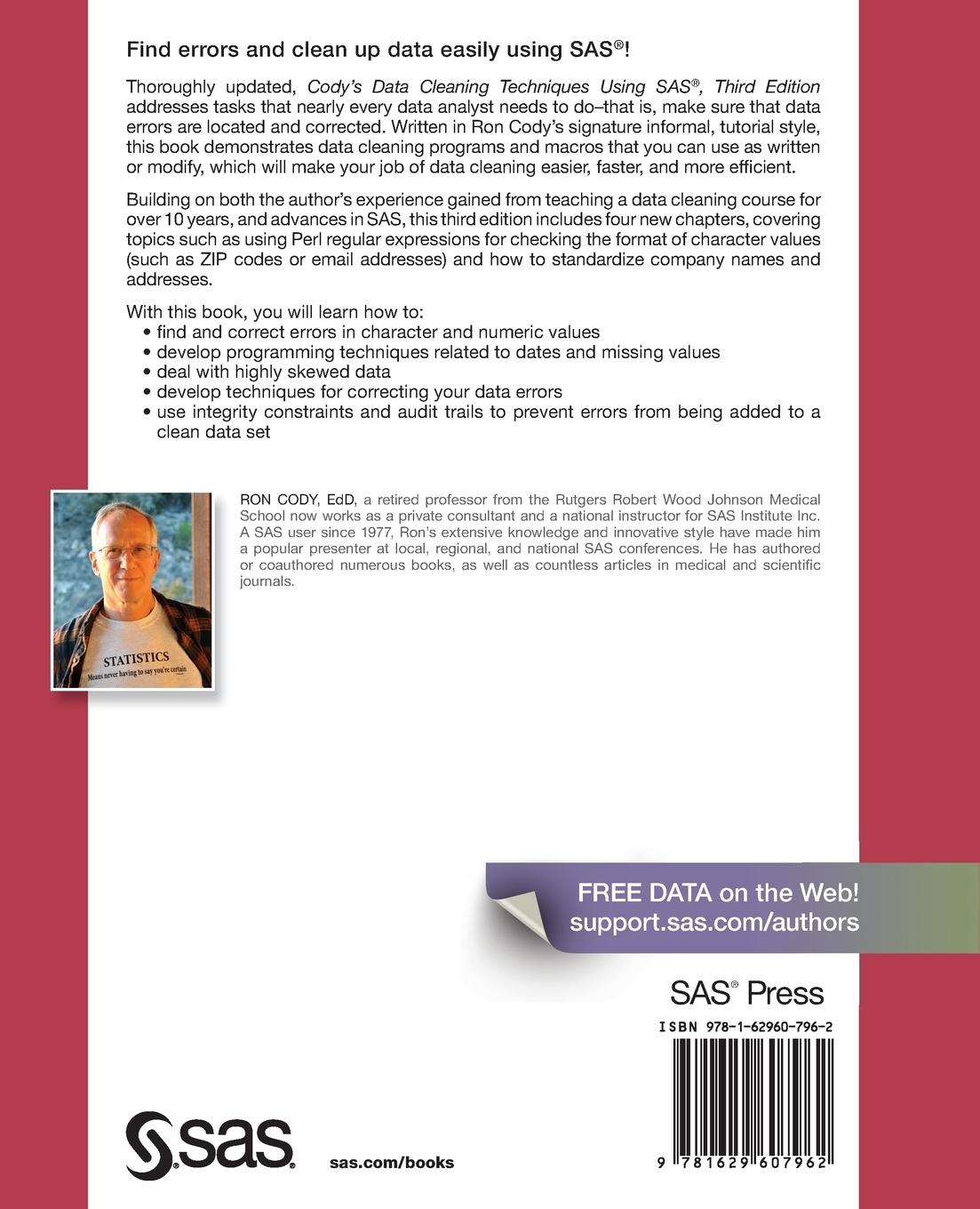 Rückseitencover Cody's Data Cleaning Techniques Using SAS, Third Edition