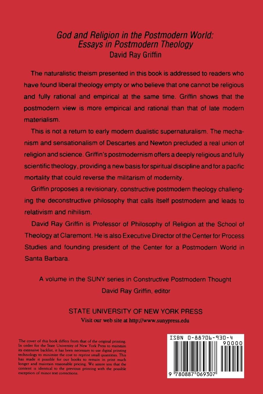 Rückseitencover God and Religion in the Postmodern World