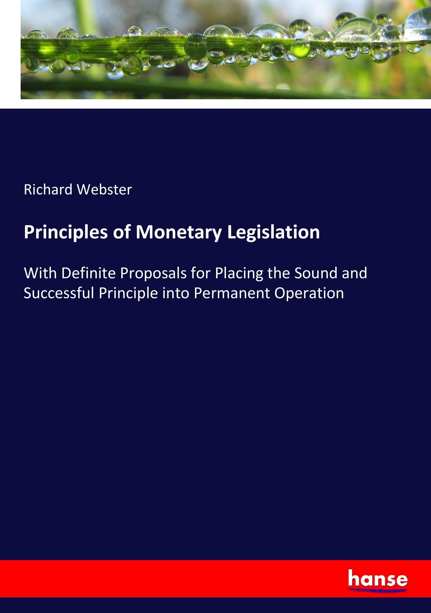 Vorderes Coverbild Principles of Monetary Legislation