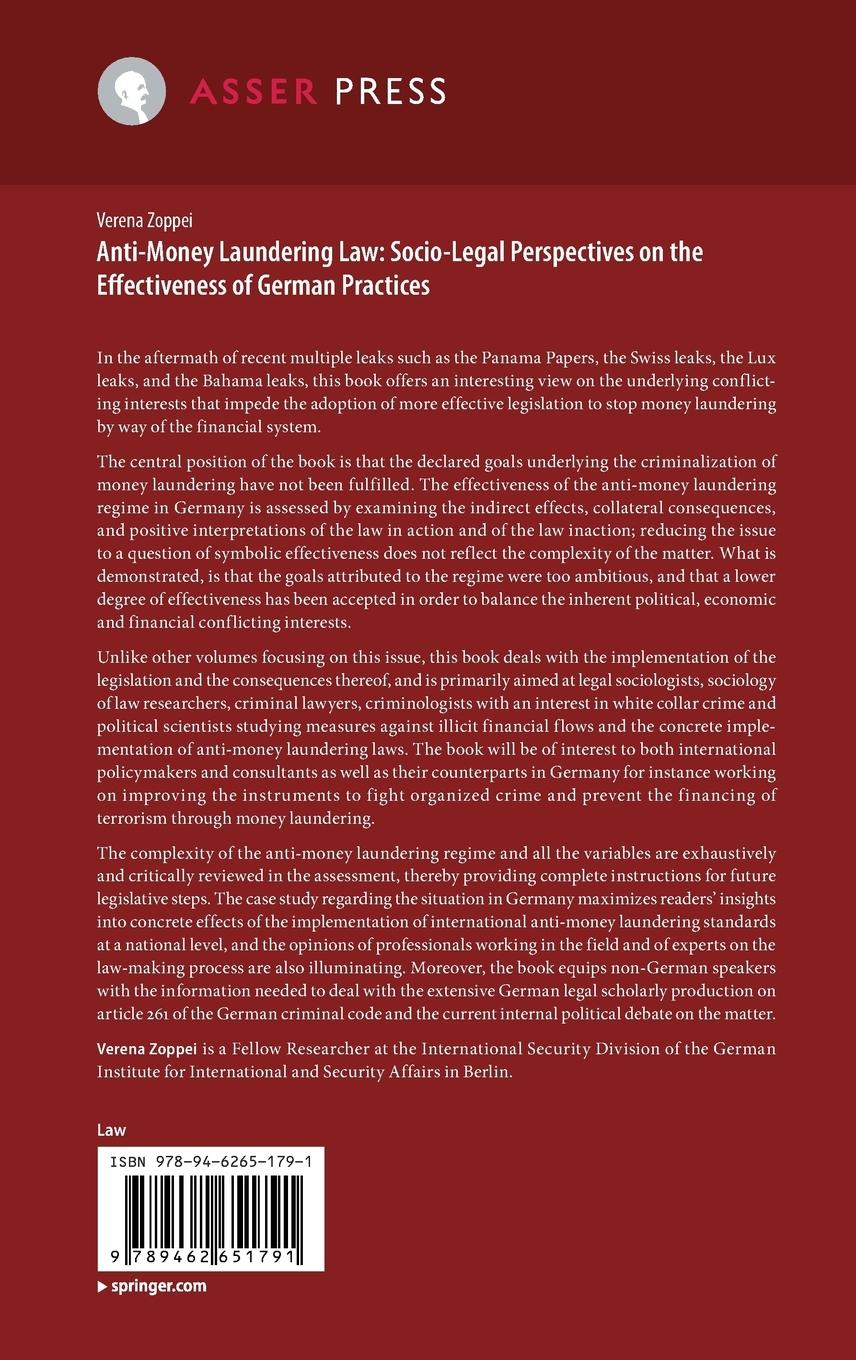 Rückseitencover Anti-money Laundering Law: Socio-legal Perspectives on the Effectiveness of German Practices