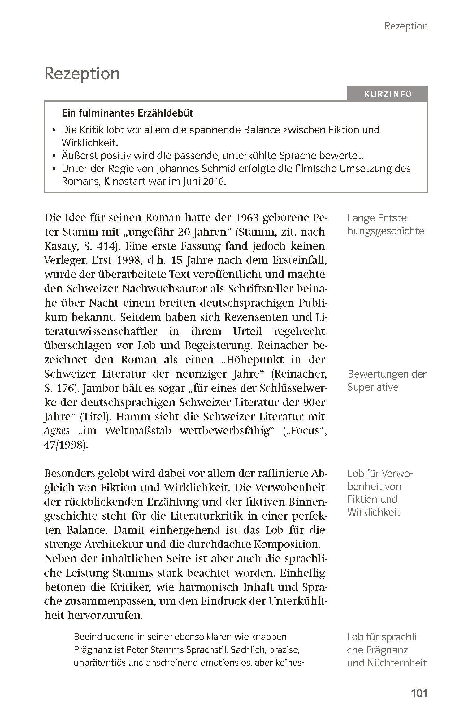 Beispielinhalt (Bild) Lektürehilfen Peter Stamm "Agnes"