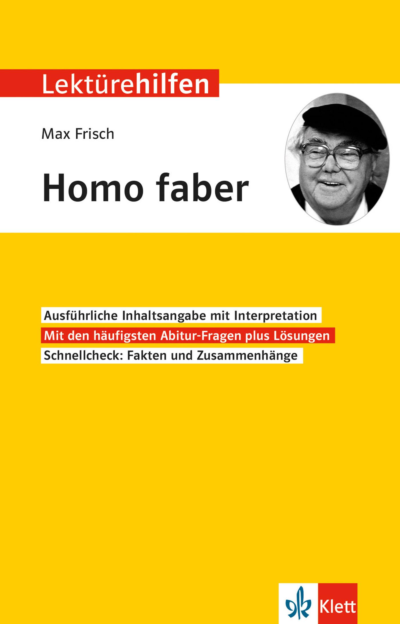 Vorderes Coverbild Lektürehilfen Max Frisch "Homo faber"