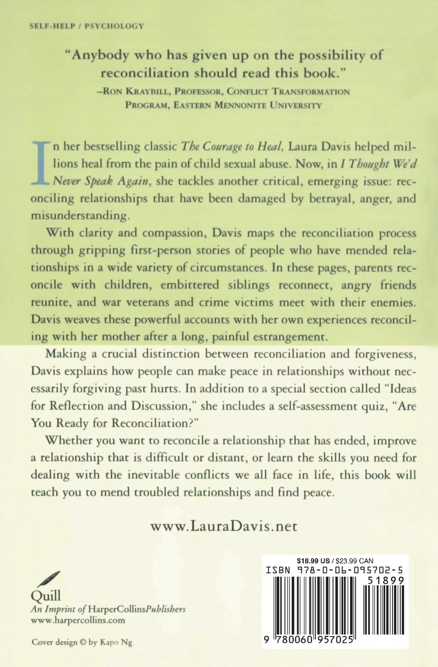 Rückseitencover I Thought We'd Never Speak Again