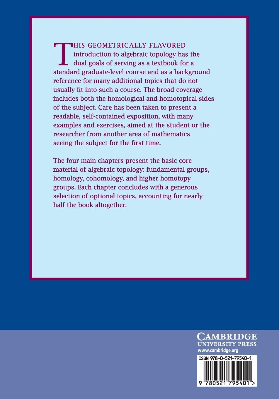 Rückseitencover Algebraic Topology