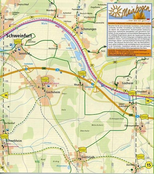 Beispielinhalt (Bild) Main-Radweg 1, Bischofsgrün/Creußen - Würzburg. Radwanderkarte 1 : 50 000