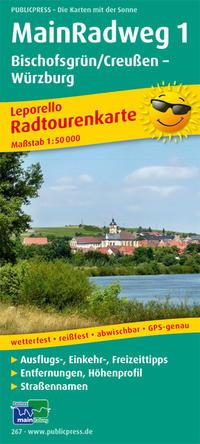 Vorderes Coverbild Main-Radweg 1, Bischofsgrün/Creußen - Würzburg. Radwanderkarte 1 : 50 000