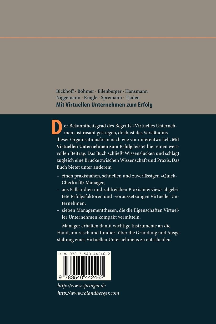 Rückseitencover Mit Virtuellen Unternehmen zum Erfolg
